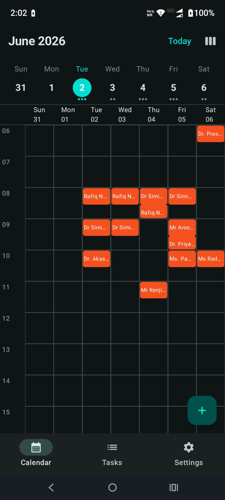 Week View Calendar